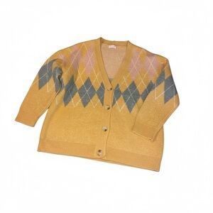 Pink Lily Argyle Cardigan - Yellow, Blue, Pink